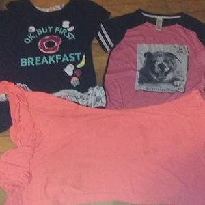 A set of two nightgowns and one pj shirt